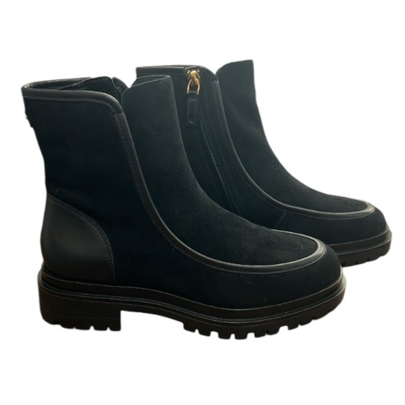 NWT Lauren Ralph Lauren Leather Black Colbie Ankle Boots   gold tone logo LRL 8 - Picture 4 of 16